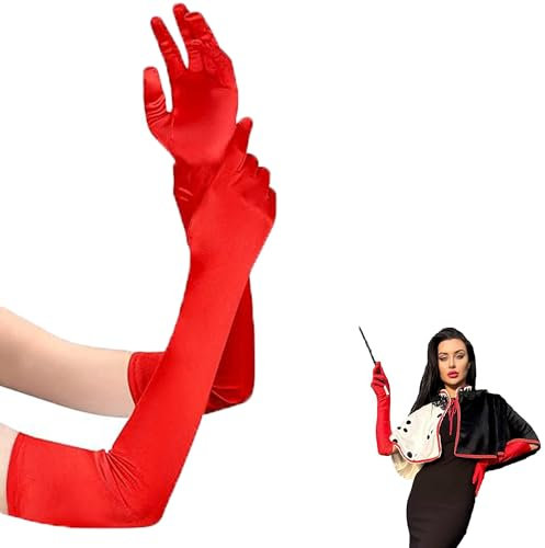 Luoqun88 Long Elbow Satin Gloves, Long Satin Gloves Evening Gloves for Women Girls, Fancy Dress Gloves Opera Elbow Length Gloves, 20.9in Red Gloves for Wedding Prom Party Dance Costume Accessories