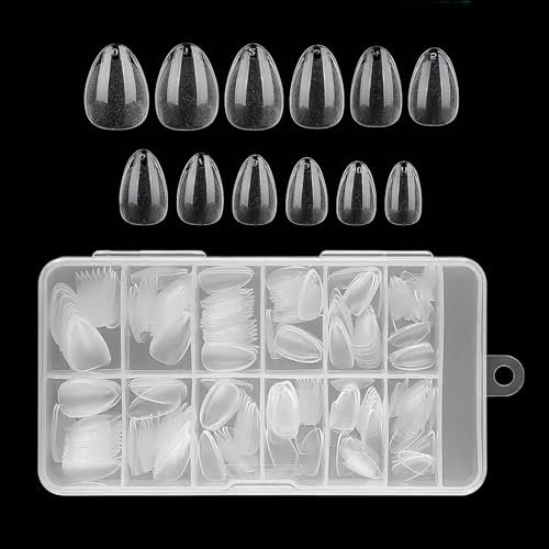 Pixaro 240PCS Short Almond Acrylic Nail Tips, Half Matte Press-On Nails for Gel Extensions and Nail Art