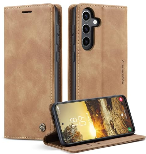 Monweicz Handyhülle für Samsung Galaxy S24 Hülle Premium Lederhülle Klappbar Flip Case Tasche Magnet Kartenfach Standfunktion Klapphülle Schutzhülle für Samsung Galaxy S24 - Braun