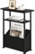 Yusong Narrow Side Table for Small Spaces, Skinny End Table with Storage Basket, 3 Tier Slim Sofa Couch Bedside Table, Thin Nightstand for Bedroom, Living Room, Black