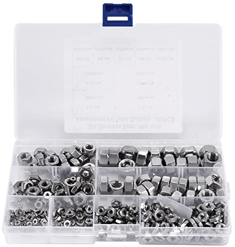 Sirxlevcy ÉCrous en Acier Inoxydable 2-56 à 3/8 Pouces-16 UNC D'Assortiment D'éCrous Hexagonaux pour Vis Boulons-280 PièCes SéRies