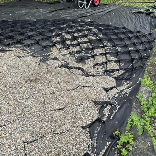 CMYUN Kiesgitter Bodengitter aus Kies 30 X 30 cm, Waben-Geozellengitter Zur Stabilisierung 10 cm, Unterbauarbeiten, Gartengarage, HDPE-Geogitter, Gitterhalter 1,0–10 M(5m x 7m (16.5ft x 23ft))