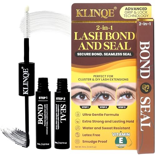 Bond and Seal Lash Glue for Cluster Lashes, Waterproof Strong Eyelash Glue, Long Lasting Hold, Latex Free Cluster Lash Adhesive for DIY Lash Extensions