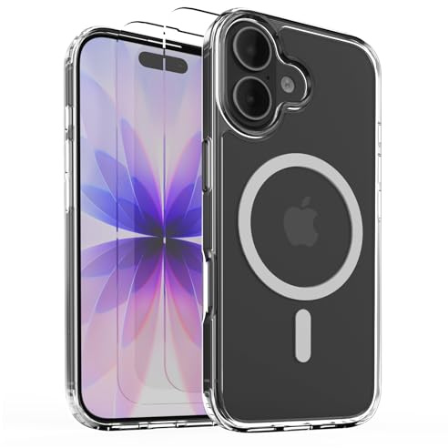 CLFZON für iPhone 17 Hülle (Kompatibel mit MagSafe) mit 2 Schutzfolie, (Vollständiger Kameraschutz) Kratzfest Transluzente Rückseite Magnetisch Handyhülle, Transparent