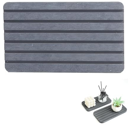 Oiieco 2 Pcs Water Absorbent Diatomite Coasters, Diatomite Dish Drying Mat for Sink Tray, Fast Drying Soap Tray, Water Absorbent Sink Stone Tray for Bathroom Countertop, kitchen soap tray(Dark gray)