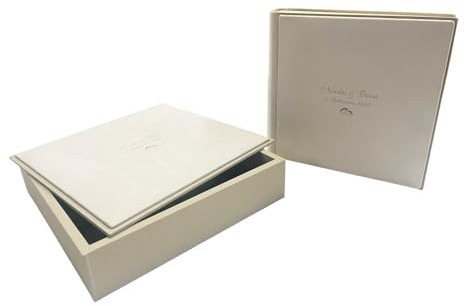Album Fotografico artigianale -Venere B- in Tessuto Alcantara/Ecopelle, con o senza Box coordinalo, personalizzabile. Matrimonio Comunione Battesimo Compleanno 25° 50° Qualsiasi Evento (Beige)