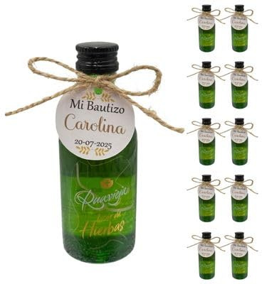 Mini Botellas de Alcohol Personalizadas - Botellitas de Licor para Detalles de Bautizos, Comuniones y Bodas - Regalos Originales para Invitados (Miniatura Ruavieja Hierbas 50ml)