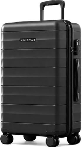 ABISTAB Robuster Hartschalenkoffer Mittelgroß - Leichter Reisekoffer | Koffer Trolley aus Polypropylen | 4 Rollen & Zahlenschloss | Maße: 68 x 43 x 25 cm | 69 Liter | Schwarz
