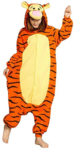 emmarcon Pigiama pigiamone Animale, Unisex in Monopezzo, Pigiama Invernale in Flanella, Morbido e Caldo, Ideale Costume Carnevale Halloween (L/Altezza 170-179cm,Max 100kg, Tigre)