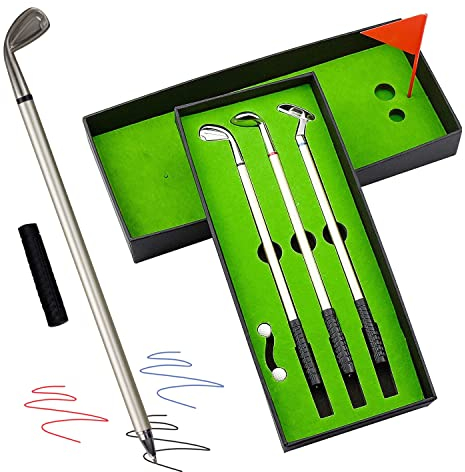 Crestgolf Geschenke für Männer Lustige Geschenke Golfstift minigolf Schreibtisch Set Golf Golfstift minigolf Geschenke 3 teiliges Golf Stifteset