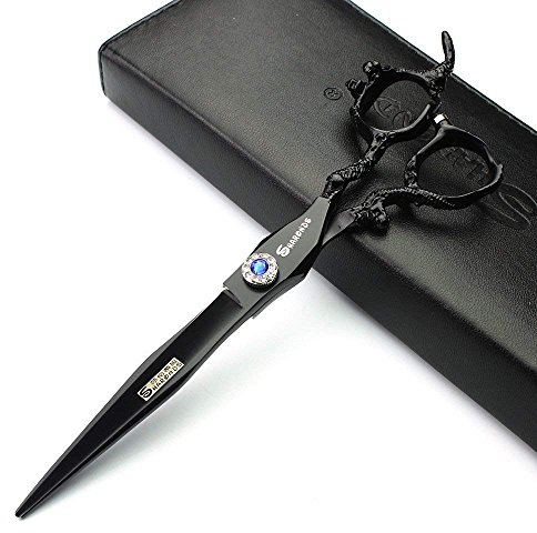7/8 Zoll personifizierte Scheren kühles schwarzes Salonhaar, das Friseurscheren-Edelstahlfrisierwerkzeuge styling ist (7-Zoll flach)