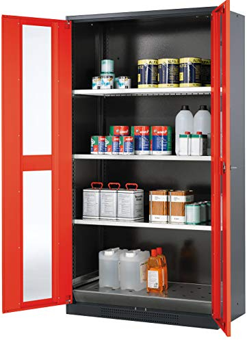 ASECOS Chemikalienschrank CS RAL 7016/RAL 3020 4xTA zur Lagerung von Nicht entzündbaren Gefahrstoffen in Arbeitsräumen