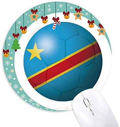 Congo National Flag Soccer Football Mouse Pad Jingling Bell Round Rubber Mat