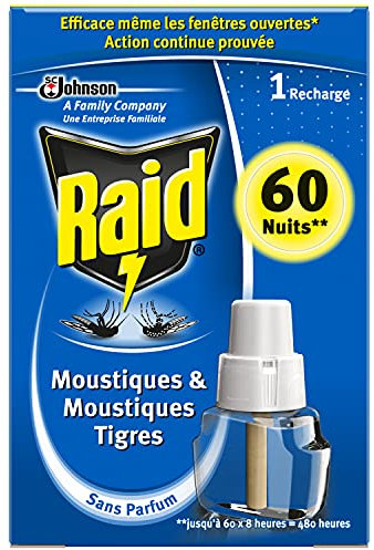 RAID RECHARGE LIQUIDE POUR DIFFUSEUR ÉLECTRIQUE, 60 NUITS, 1 RECHARGE 36,2 ML