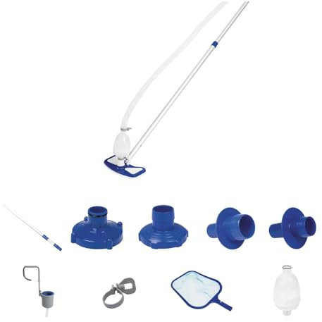 Bestway Kit d'entretien pour Nettoyage des Fonds avec Panier, Perche et Skimer