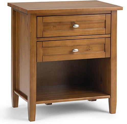 SIMPLIHOME Warm Shaker SOLID WOOD 24 inch Wide Transitional Bedside Nightstand Table in Light Golden Brown for the Living Room and Bedroom