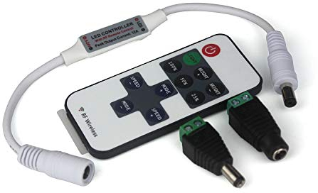 Taikuwu LED Streifen Controller LED Strip Dimmer Kontroller DC 12V-24V Empfänger RF Wireless Remote LED Stripe Fernbedienung Regler für 2 polig SMD 5050 3528 2835 5630 LED Band