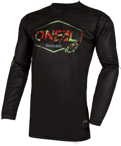 O'NEAL | Motocross-Trikot | Enduro MX | Atmungsaktives Material, Maximale Bewegungsfreiheit, Verlängerter Rücken | Jersey Mahalo | Erwachsene | Schwarz Multi | Größe XXL