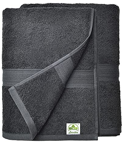 leevitex® Saunahandtuch XXL, flauschig und saugstark, 2 Saunatücher, 80 x 200 cm, Qualität 500 g/m², 100% Baumwolle - Schwarz