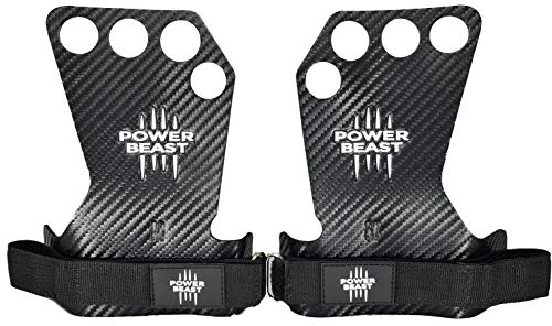 POWER BEAST Grips Pro Crossfit-Handschuhe, fingerlos, 4 Stunden, 4 Löcher, für Gewichte, Fitness, Calisthenie, Muskeltraining, Gewichtheben, Klimmzüge, Unisex (M)