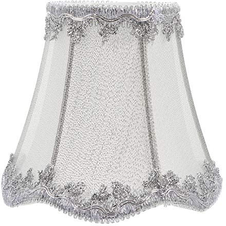 Uonlytech Silber Stoff Lampenschirm Sackleinen Clip auf Kronleuchter Lampenschirme Leinen Lampenschirm für Tisch Kronleuchter Wandlampe Wohnzimmer Schlafzimmer