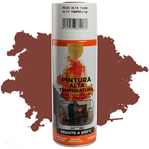 H HANSEL HOME Pintura Spray Alta Temperatura Aluminio Rojo 400 Ml