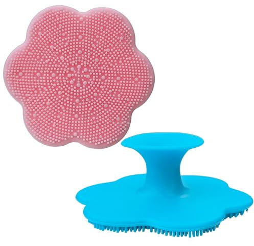 Brosse Nettoyante Visage Silicone Manuelle ，Brosse de Bain Pour Bébé,Brosse Pour Berceaux Pour Bébé，Convient Pour le Nettoyage du Visage des Adultes et le Bain de Bébé(Grande/2 pièces)