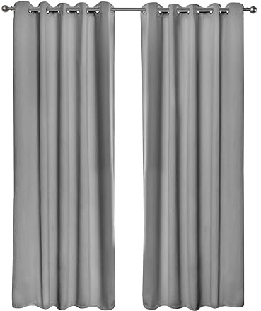 Emma Barclay Cali Curtains - Soft Plain Eyelet & Pencil Pleat Curtain Pair for Bedroom & Living Room (Silver, W 46 x L 72 (2 Panels), Eyelet)