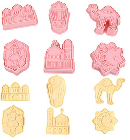 courti 6 Molds Mubarak Cartoon Pattern Mold, Ramadan, Muslim Mold for Cake Baking Tools Fondant