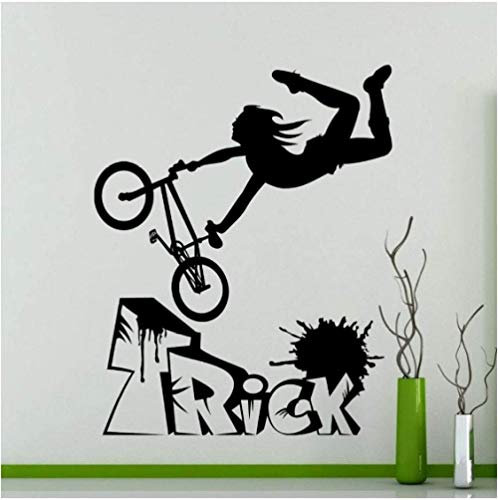 Fahrrad Bmx Fancy Skills Wandaufkleber Fahrrad Garage Vinyl Aufkleber Home Wohnzimmer Dekoration Sport Wandtattoo Selbstklebend 42X50Cm