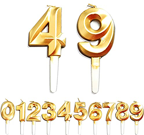 Geburtstag Zahl Kerzen, 4/9/49/94 JJubiläumstorten Dekoration, Gold Nummer Geburtstagskuchen kerzen, Kuchen Dekoration für Geburtstag Party Hochzeit Jahrestag Abschlussfeier Feier Lieferungen