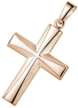 Materia Kreuz Anhänger rosegold Damen - 925 Silber Kettenanhänger vergoldet KA-22-Rose