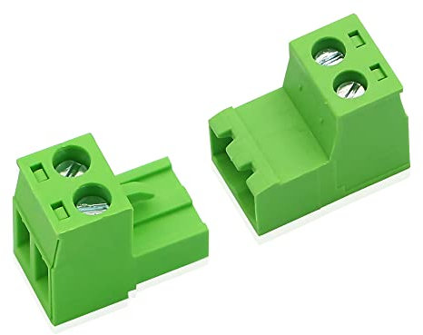 GINTOOYUN 5 set di connettori Phoenix a 2 pin, 2EDGRK 2 poli 5,08 mm, connettori a vite a blocco, senza saldatura 5,08 mm, inclinazione maschio femmina (stile 4)