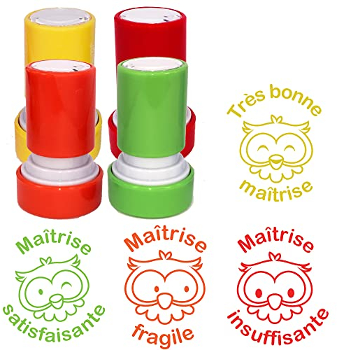 Stempel: sehr gut, befriedigend, zerbrechlich, unzureichen, 4 Stempelkissen, 22 mm