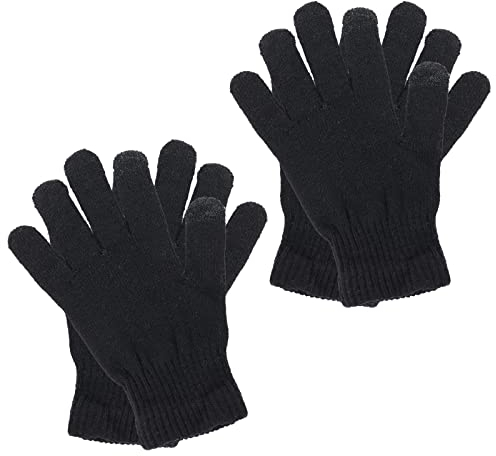 Sibba Kaltwetter-Touchscreen Fingerhandschuhe 2 Paar Winter Touchscreen Fäustlinge Schwarze Handschuhe Outdoor Reiten Warme Handschuhe für Männer und Frauen Schwarz Einheitsgröße