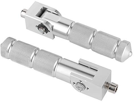 Motorrad-Fußraste, Motorrad-Pedal, 2-teilige Aluminium-Pedale für Motorrad-Elektroautos, 8 Mm, Universelle 90-Grad-Klapp-Stützstange(Silber)