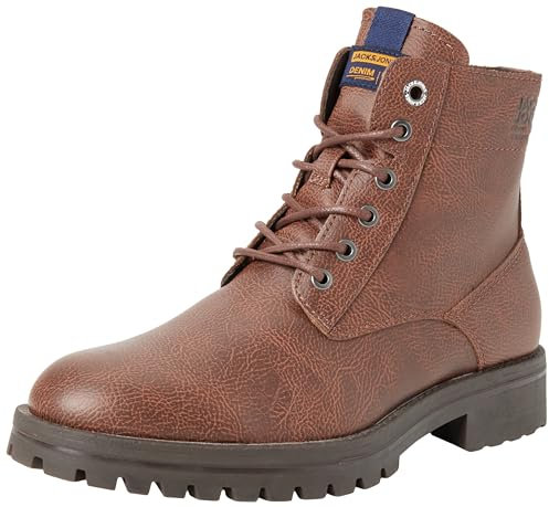 Bestseller A/S Men's Jfwbernie Boot PU Lace-Up Ankle Boots, Cognac, 9.5 UK