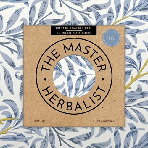 The Master Herbalist Schubladeneinlagen William Morris-Design (gefaltet), 5 Blatt, enthält ätherische Öle, hergestellt in Großbritannien. (Frisches Leinen, Folded)