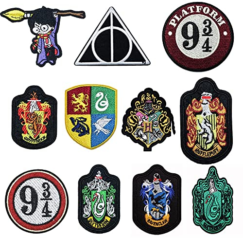Aufnäher zum Aufbügeln für Kinder und Erwachsene, Harry-Potter-Aufnäher, bestickt für Kleidung, DIY, Kleidung, Aufkleber, individuelle Abzeichen, 11 Stück