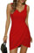 Missufe Robe de cocktail/d'été pour femme, élégante, enveloppante, festive, style vintage, adaptée pour fête (rouge, taille L)