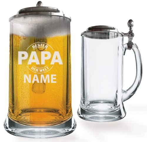 GRAVURMACHER® Borgonovo - Jarra de cerveza con tapa de estaño y grabado, Regalos Personalizados (0,5 l, con tapa de estaño), diseño 10