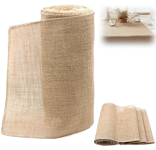 Jute Tischläufer, Juteband 15M*20CM, Tischdeko Hochzeit Jute Tischläufer, für Tischdekoration, Neujahr Weihnachten Events, Hochzeiten und Partys
