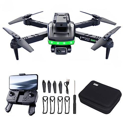 Drones FPV, Dron WiFi 1080P con Cámara Dual 4K, Cuadricóptero Gesture RC para Principiantes, Dron Plegable con Batería Integrada con Funda de Transporte, Desplazamiento Automático