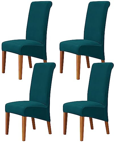 New Velvet Chair Covers Soft Touch Warm Chair Slipcover Large Size Chair Cover Solid Color Stretch Fit Furniture Protector for Dining Room Banquet Hotel Home Decor (S-malachite gree, Pack of 4)