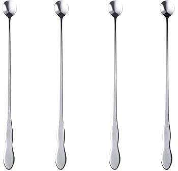 4pcs/Set Long Handle Bar Spoons,32cm Stainless Steel Teaspoon Cocktail Spoons Stirring Spoon Long Ice Tea Spoon Mixing Spoons Coffee Bar Accessories