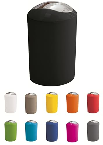 KW Gleam 5Ltr Swing Bin - Compact Bathroom/Kitchen/Waste Bin (Black)