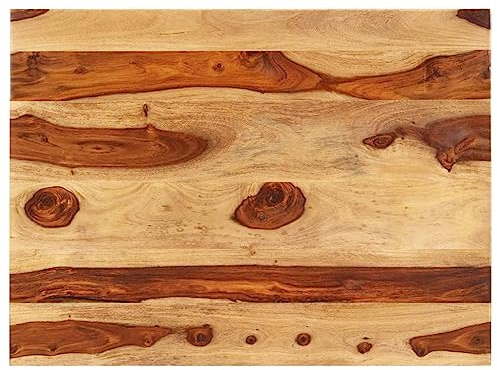 prissent Massivholz-Tischplatte, Sheesham, 25-27 mm, 60 x 90 cm, Braun, Rechteckig, Bauernhaus-Stil