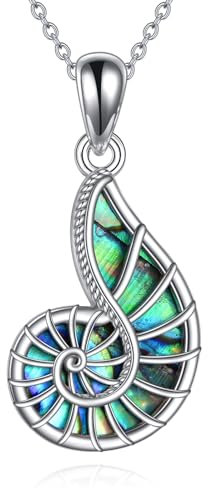 YFN Muschel Kette 925 Sterling Silber Abalone Schnecke Anhänger Halskette Strand Schmuck für Damen Mädchen Muschel Geschenke