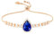Linawe Sapphire Blue Crystal Imitation Diamond Bracelet, Rhinestone Charm Rose Gold Chain Bracelet Set, Teardrop Birthstone Cubic Zirconia Cute Bracelet, Prom Wedding Preppy Jewellery