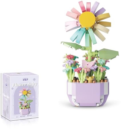 Pezicco Set di Costruzioni, Fiore e Pianta Giocattolo Blocchi di Costruzione DIY Costruzioni Decorazioni per Adulti e Bambini dai 6 Anni in su (360PCS,SIZE:40X44X69MM)